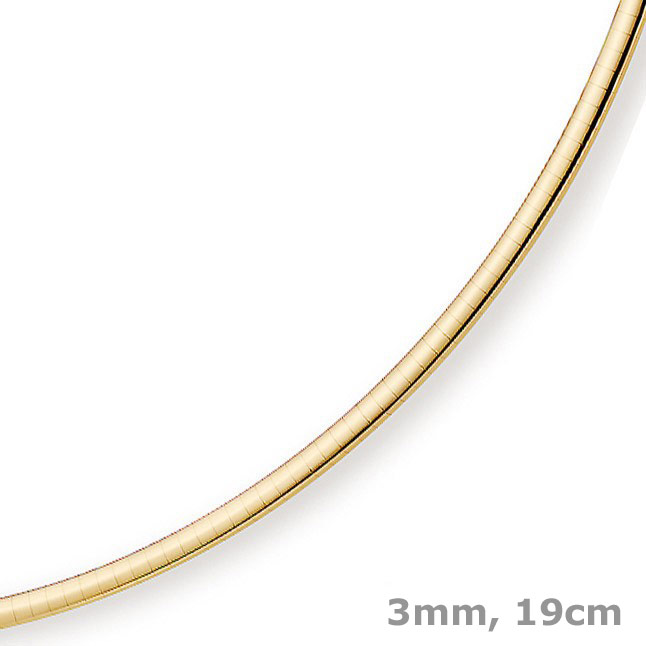 3mm Omega-Armband flach 585 Gelbgold 19cm