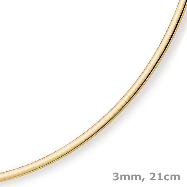 3mm Omega-Armband flach 585 Gelbgold 21cm