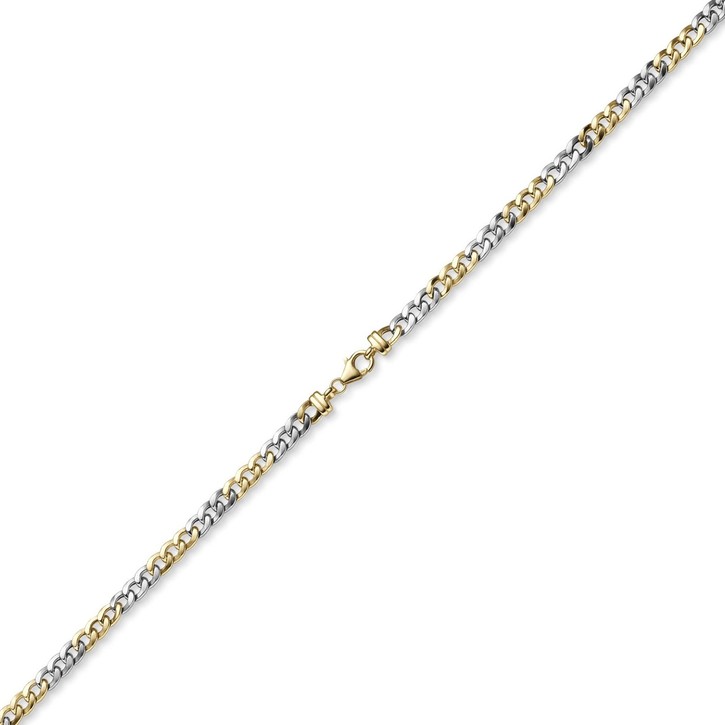 6,5mm Armband Panzerkette 585 Gold gelb weiß 19cm
