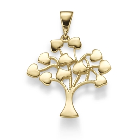 Anhänger Lebensbaum mit Herzen 19x26mm Halsschmuck aus 585 Gold Gelbgold