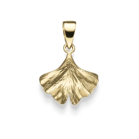 Anhänger Ginko Ginkoblatt 12x17mm Halsschmuck aus 585 Gold Gelbgold
