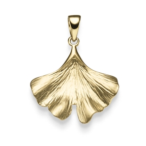 Anhänger Ginko Ginkoblatt 19x24mm Halsschmuck aus 585 Gold Gelbgold
