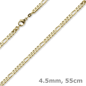 4,5mm Collier diamantierte Figarokette aus 585 Gold Gelbgold Halsschmuck, 55cm 4,5mm Collier diamantierte Figarokette aus 585 Gold Gelbgold Halsschmuck, 55cm