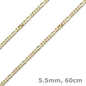 5,5mm Collier diamantierte Figarokette aus 585 Gold Gelbgold Halsschmuck, 60cm