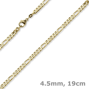 4,5mm Armband diamantierte Figaro-Kette aus 585 Gold Gelbgold Armschmuck, 19cm 4,5mm Armband diamantierte Figaro-Kette aus 585 Gold Gelbgold Armschmuck, 19cm