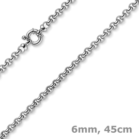 6mm Collier Erbskette Collier aus 585 Gold Weißgold Halsschmuck Halskette, 45cm