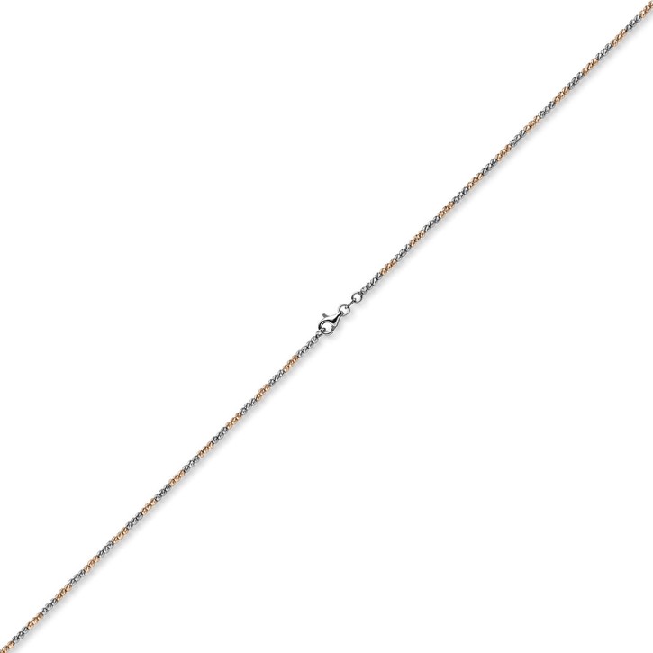 1,8mm Collier Kugkette 585 Weißgold Rotgold 42cm