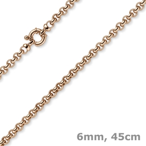6mm Collier Erbskette aus 585 Gold Rotgold Halsschmuck Halskette Goldkette, 45cm 6mm Collier Erbskette aus 585 Gold Rotgold Halsschmuck Halskette Goldkette, 45cm