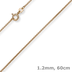 1,2mm Collier runde Veneziakette aus 585 Gold Rotgold Halsschmuck, 60cm