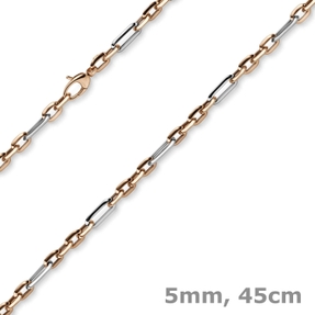 5mm Collier Phantasiekette aus 585 Gold Weißgold Rotgold Halsschmuck, 45cm