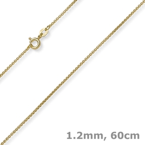 1,2mm Collier runde Veneziakette aus 585 Gold Gelbgold Halsschmuck, 60cm