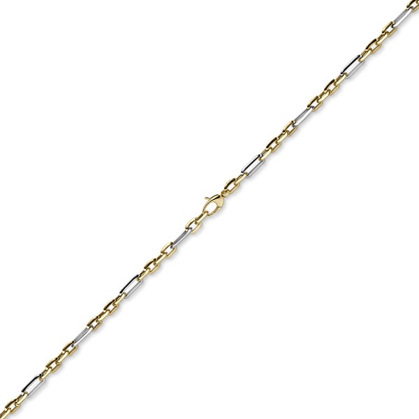 5mm Collier Phantasiekette 585 Gold gelb-weiß 50cm