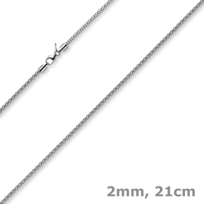 2mm Armband runde Himbeer-Kette aus 585 Gold Weißgold Armschmuck Armkette, 21cm