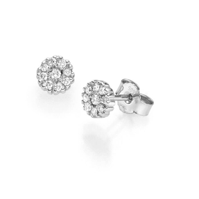 Ohrstecker Ohrringe 6,5mm 18 Diamanten Brillanten, 585 Gold Weißgold Ohrschmuck Ohrstecker Ohrringe 6,5mm 18 Diamanten Brillanten, 585 Gold Weißgold Ohrschmuck