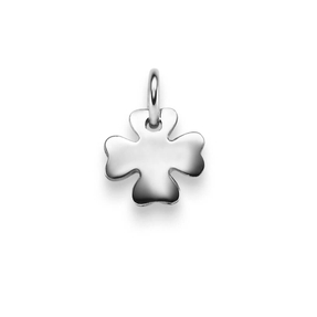 Anhänger Blume Kleeblatt aus 585 Gold Weißgold Glückssymbol flach glänzend Anhänger Blume Kleeblatt aus 585 Gold Weißgold Glückssymbol flach glänzend