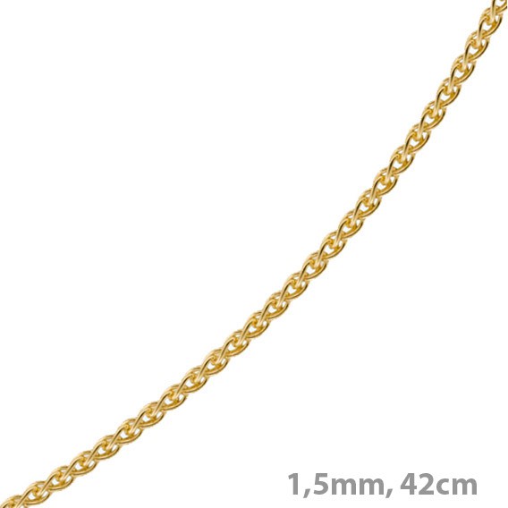1,5mm Zopfkette aus 750 Gelbgold 42cm