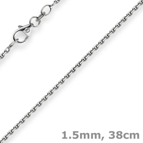 1,5mm Kette Collier Ankerkette diamantiert Halskette aus 750 Gold Weißgold 38cm 1,5mm Kette Collier Ankerkette diamantiert Halskette aus 750 Gold Weißgold 38cm