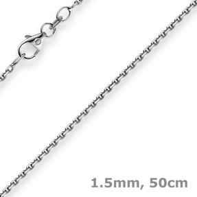 1,5mm Kette Collier Ankerkette diamantiert Halskette aus 750 Gold Weißgold 50cm 1,5mm Kette Collier Ankerkette diamantiert Halskette aus 750 Gold Weißgold 50cm