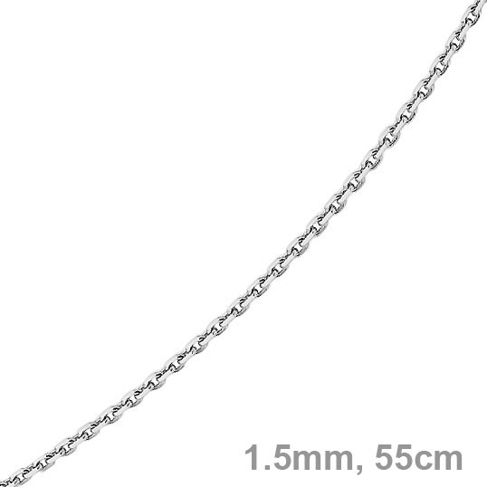 1,5mm Ankerkette aus 750 Weißgold 55cm