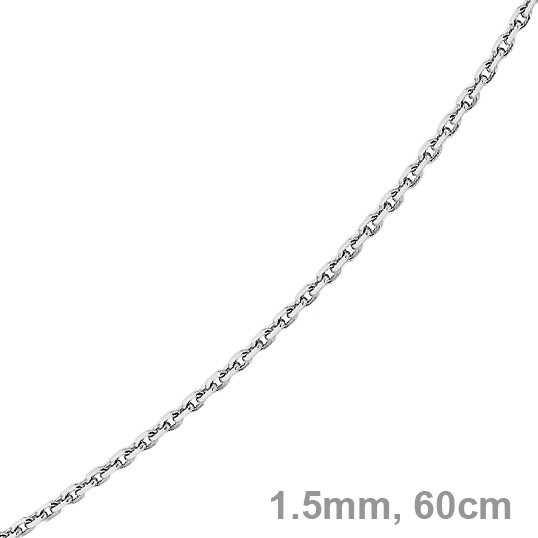 1,5mm Ankerkette aus 750 Weißgold 60cm