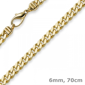 6mm Panzerkette Kette Collier aus 585 Gold Gelbgold Goldkette 70cm Herren