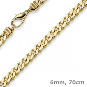 6mm Panzerkette Kette Collier aus 750 Gold Gelbgold Goldkette 70cm Herren