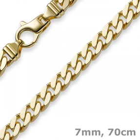 7mm Panzerkette Kette Collier aus 585 Gold Gelbgold Goldkette 70cm Herren