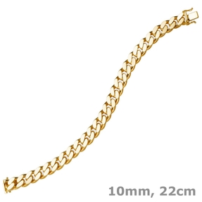 10mm breites Armband Armkette Panzerarmband 750 Gold Gelbgold 22cm 10mm breites Armband Armkette Panzerarmband 750 Gold Gelbgold 22cm