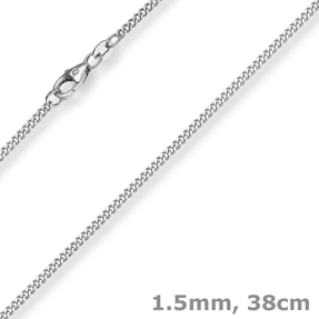 1,5mm Panzerkette Kette Collier aus 585 Gold Weißgold Halsschmuck 38cm