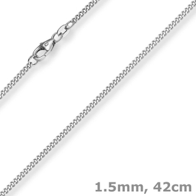 1,5mm Panzerkette Kette Collier aus 585 Gold Weißgold Halsschmuck 42cm