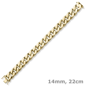 14mm Armband Panzerkette Armschmuck 585 Gold Gelbgold diamantiert 22cm