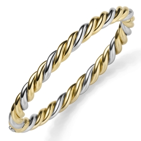 Kordel Armreif Armband Armschmuck 585 Gold gelb/weiß bicolor 6mm breit, glänzend Kordel Armreif Armband Armschmuck 585 Gold gelb/weiß bicolor 6mm breit, glänzend