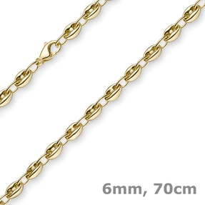 6mm Ankerkette Kette Collier Schiffsanker Halskette aus 585 Gold Gelbgold 70cm 6mm Ankerkette Kette Collier Schiffsanker Halskette aus 585 Gold Gelbgold 70cm