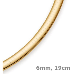 6mm Armreif Omega-Armband Armschmuck 750 Gold Gelbgold Armkette 19cm