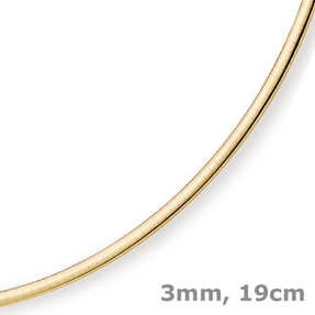 3mm Armreif Omega-Armband Armschmuck 750 Gold Gelbgold Armkette 19cm
