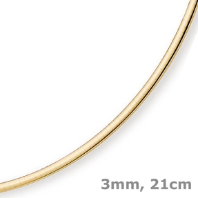 3mm Armreif Omega-Armband Armschmuck 750 Gold Gelbgold Armkette 21cm
