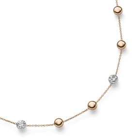 Collier Halskette mit Zwischen-Elementen 585 Gold Weißgold Rotgold bicolor 45cm