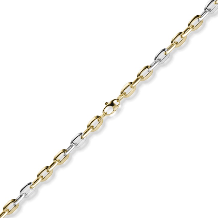 6,5mm Weit-Ankerarmband 585 Gold gelb weiß 19cm