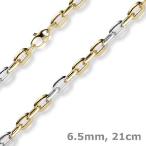 6,5mm Armband Weit-Ankerkette 585 Gold Gelbgold Weißgold bicolor 21cm Armschmuck
