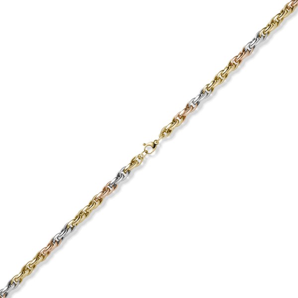 7mm Kordel-Armband 585 Gold gelb weiß rot 19cm