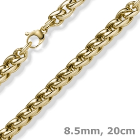 8,5mm Zopf-Armband aus 585 Gold Gelbgold 20cm Armschmuck Armkette glänzend
