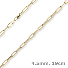 4,5mm Paper Clip Armband aus 585 Gold Gelbgold 19cm Armkette Armschmuck 4,5mm Paper Clip Armband aus 585 Gold Gelbgold 19cm Armkette Armschmuck
