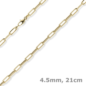 4,5mm Paper Clip Armband aus 585 Gold Gelbgold 21cm Armkette Armschmuck 4,5mm Paper Clip Armband aus 585 Gold Gelbgold 21cm Armkette Armschmuck