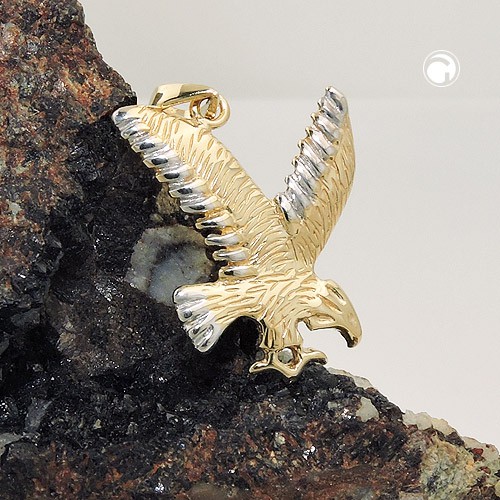 Anhänger fliegender Adler aus 375 Gelbgold