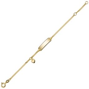 Armband Armkette mit Herz 585 Gold Gelbgold 16cm Identbändchen für Kinder