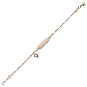 Armband Armkette mit Herz 585 Gold Rotgold 16cm Identbändchen für Kinder