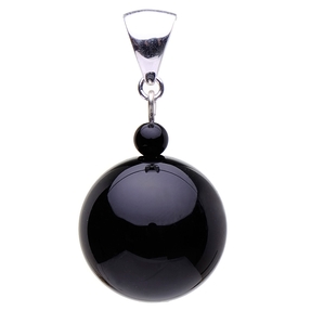 Anhänger aus Onyx schwarz & 925er Silber Kugel Ø18mm glatt Halsschmuck Onyxanhänger Damen