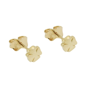 Paar Stecker Ohrstecker mit Glückssymbol Kleeblatt Kleeblätter 375 Gold Gelbgold