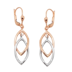 Paar Ohrringe Ohrhänger Brisur Ohrschmuck Spitz-Ovale 375 Gold Rotgold bicolor