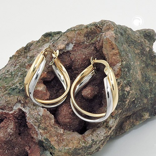 Creolen 17x4mm aus 375 Gold gelb weiß